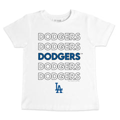White Los Angeles Dodgers Tiny Turnip Youth Stacked T-Shirt