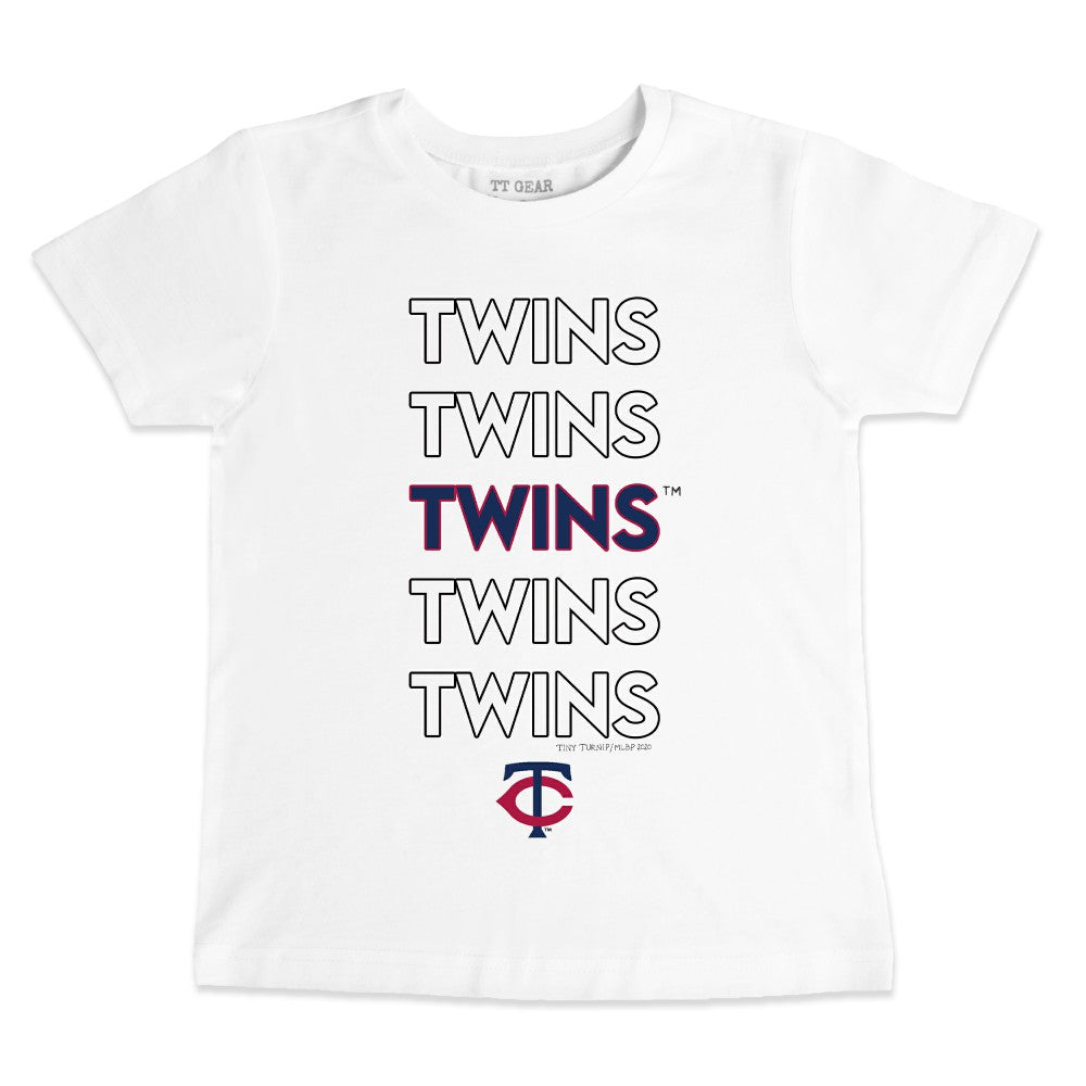 White Minnesota Twins Tiny Turnip Youth Stacked T-Shirt