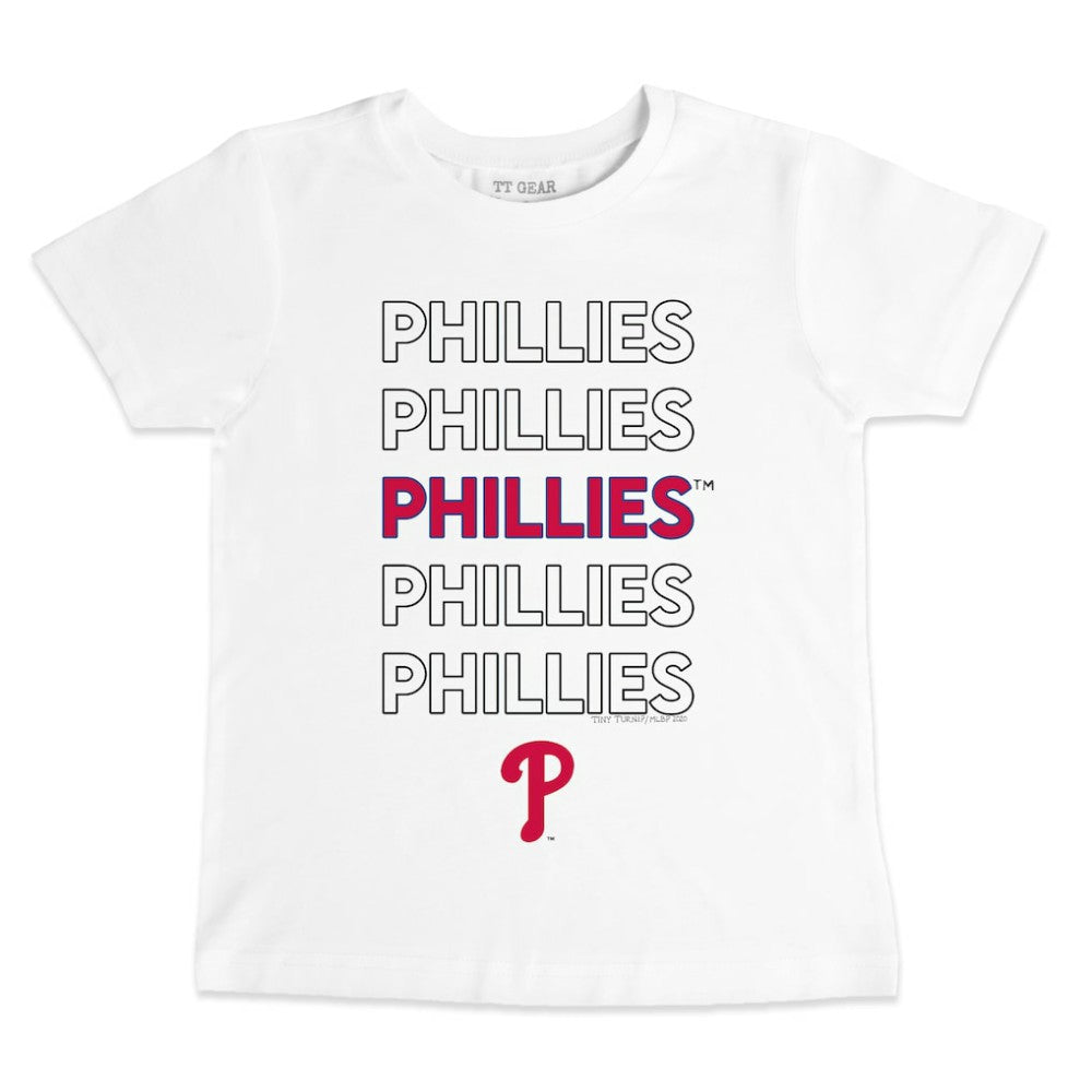 White Philadelphia Phillies Tiny Turnip Youth Stacked T-Shirt