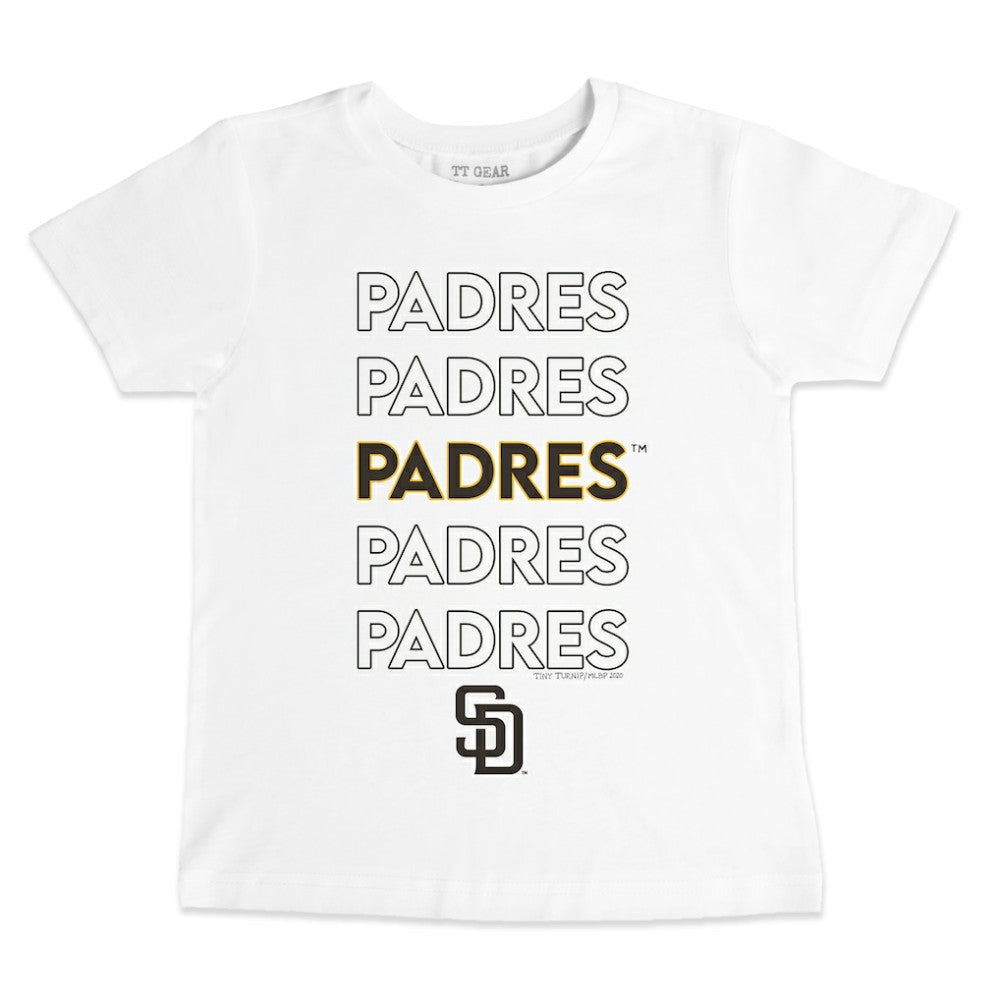 White San Diego Padres Tiny Turnip Youth Stacked T-Shirt