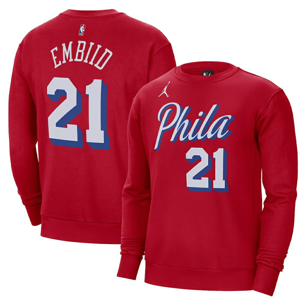 Joel Embiid Philadelphia 76ers Jordan Brand Statement Name & Number Pullover Sweatshirt