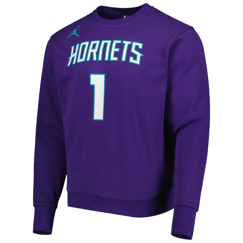 LaMelo Ball Charlotte Hornets Jordan Brand Statement Name & Number Pullover Sweatshirt