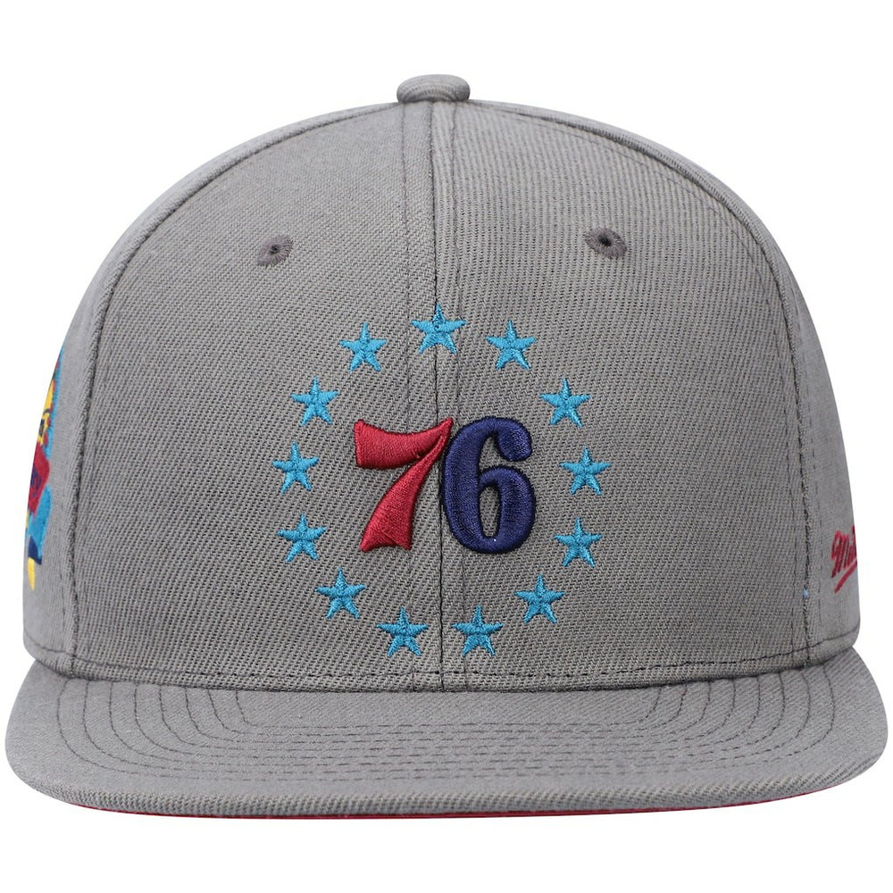 Mitchell & Ness Philadelphia 76ers Hardwood Classics 60th Anniversary Carbon Cabernet Fitted Hat