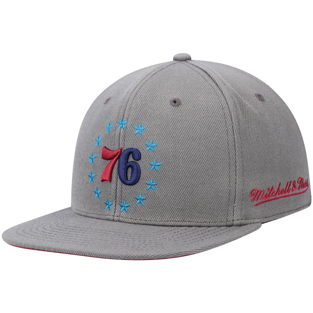 Mitchell & Ness Philadelphia 76ers Hardwood Classics 60th Anniversary Carbon Cabernet Fitted Hat