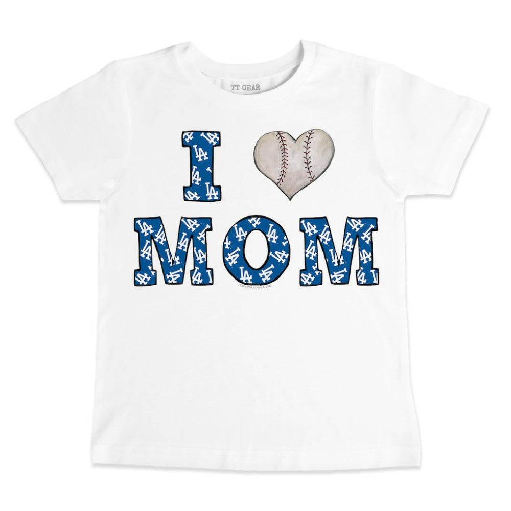 White Los Angeles Dodgers Tiny Turnip Youth Heart Mom T-Shirt