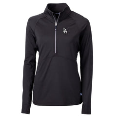 Black Los Angeles Dodgers Cutter & Buck Women's Adapt Eco Knit Stretch Half-Zip Pullover Top