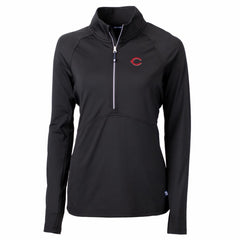 Black Cincinnati Reds Cutter & Buck Women's Adapt Eco Knit Stretch Half-Zip Pullover Top