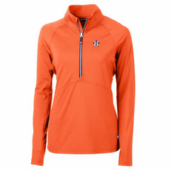Orange Houston Astros Cutter & Buck Women's Adapt Eco Knit Stretch Half-Zip Pullover Top
