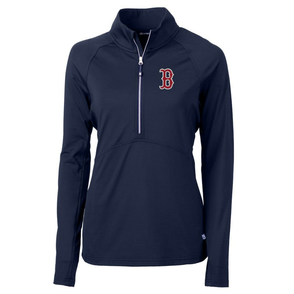 Navy Boston Red Sox Cutter & Buck Women's Adapt Eco Knit Stretch Half-Zip Pullover Top