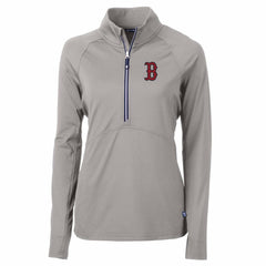 Gray Boston Red Sox Cutter & Buck Women's Adapt Eco Knit Stretch Half-Zip Pullover Top