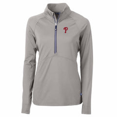 Gray Philadelphia Phillies Cutter & Buck Women's Adapt Eco Knit Stretch Half-Zip Pullover Top