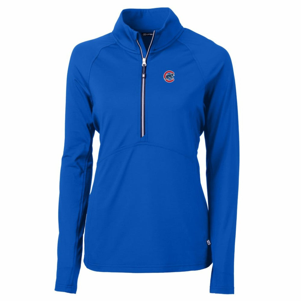 Royal Chicago Cubs Cutter & Buck Women's Adapt Eco Knit Stretch Half-Zip Pullover Top
