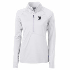White Detroit Tigers Cutter & Buck Women's Adapt Eco Knit Stretch Half-Zip Pullover Top