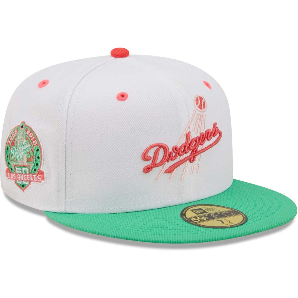 White/Green Los Angeles Dodgers New Era 50th Anniversary in Los Angeles Watermelon Lolli 59FIFTY Fitted Hat