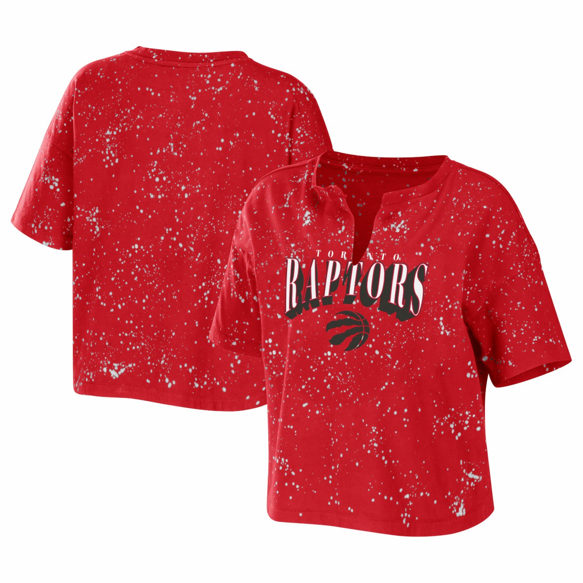 Toronto Raptors WEAR by Erin Andrews Women's Bleach Splatter Notch Neck T-Shirt