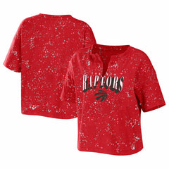 Toronto Raptors WEAR by Erin Andrews Women's Bleach Splatter Notch Neck T-Shirt