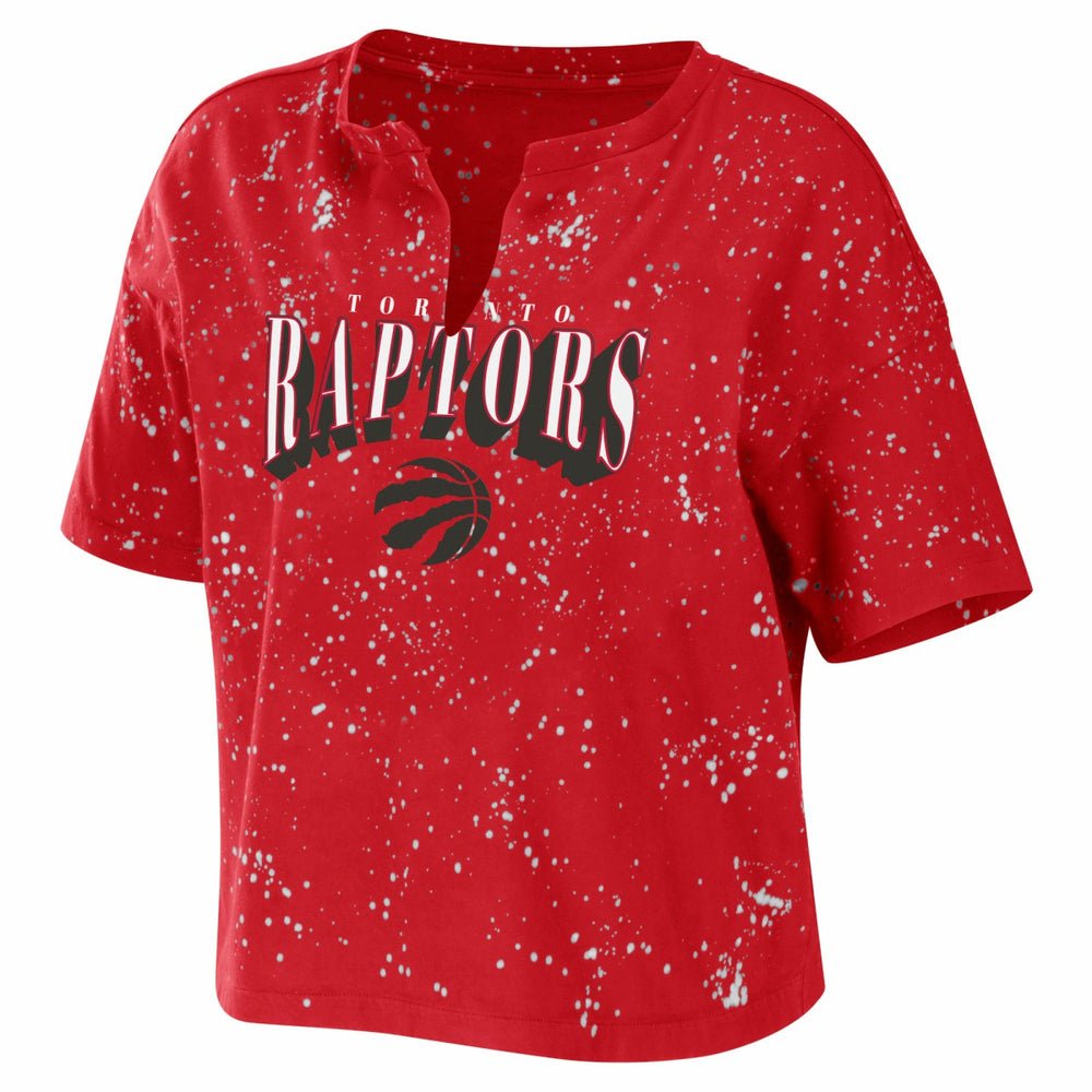 Toronto Raptors WEAR by Erin Andrews Women's Bleach Splatter Notch Neck T-Shirt