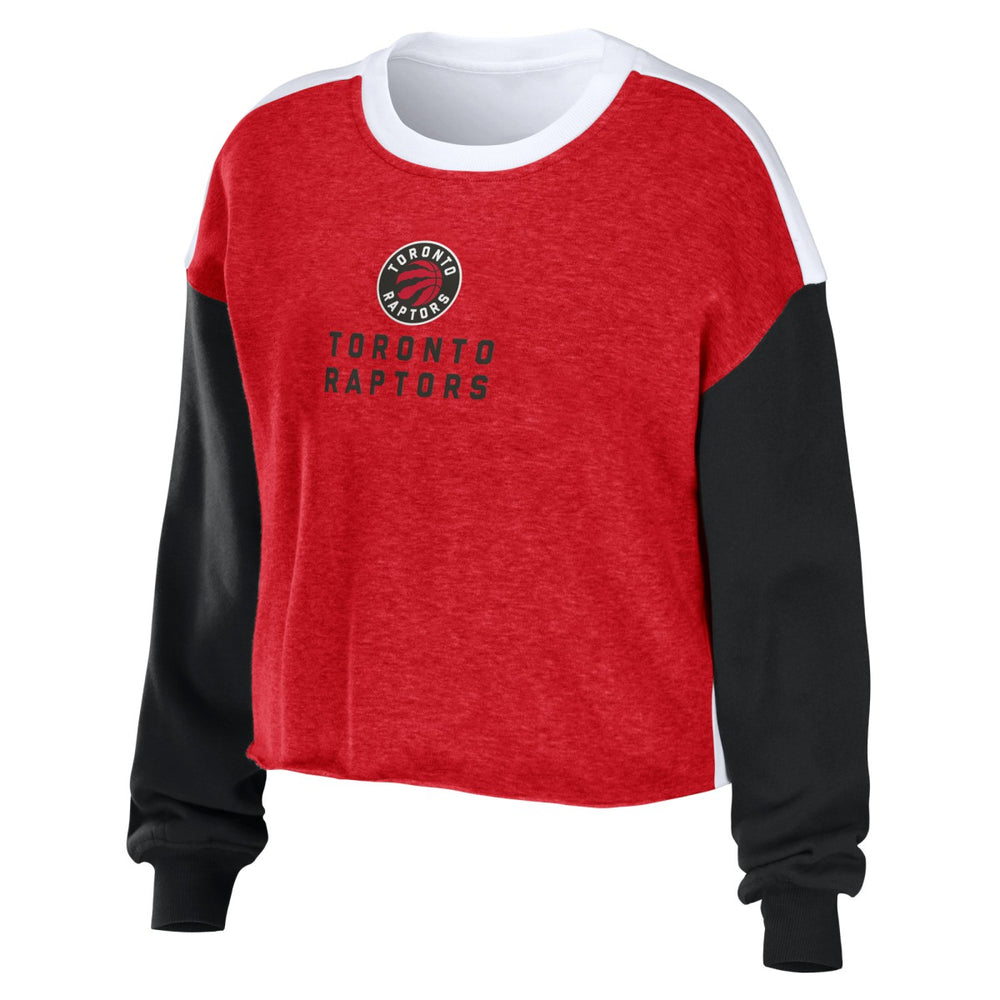 Toronto Raptors WEAR by Erin Andrews Women's Mixed Letter Cropped Pullover Sweatshirt