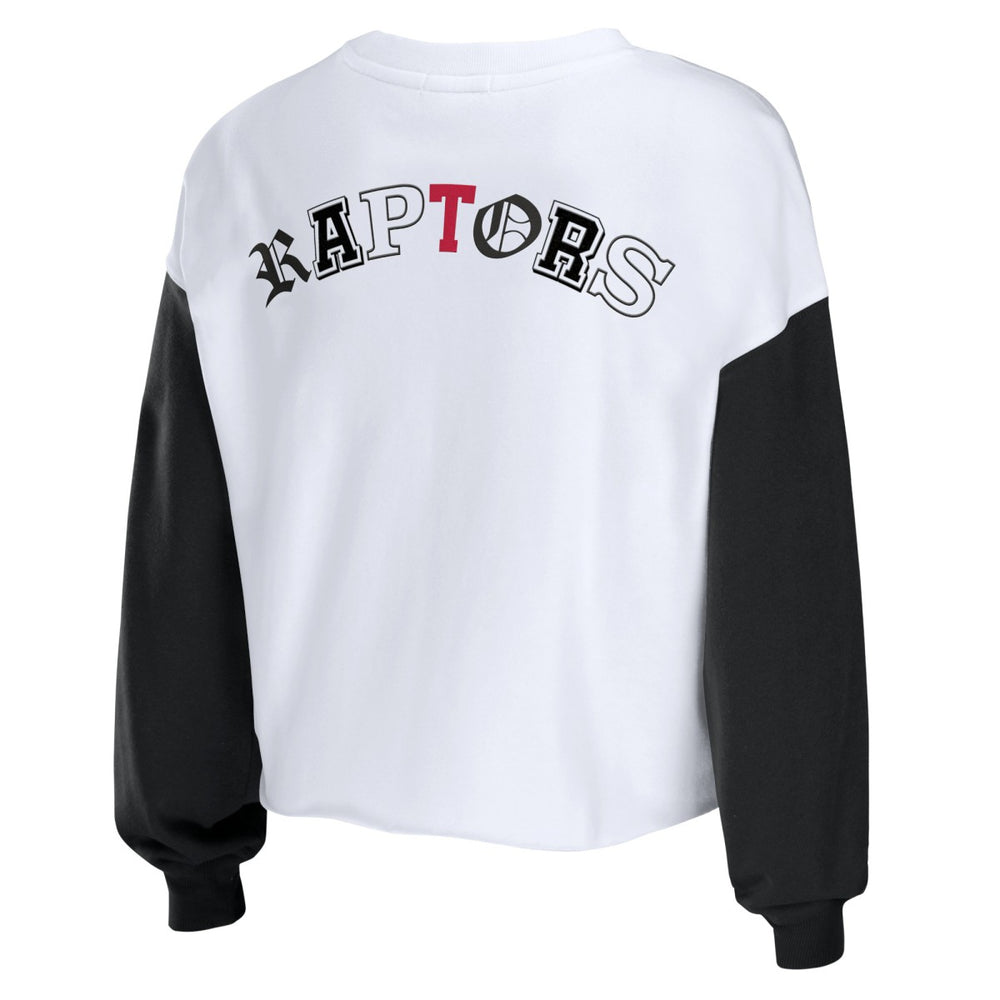 Toronto Raptors WEAR by Erin Andrews Women's Mixed Letter Cropped Pullover Sweatshirt