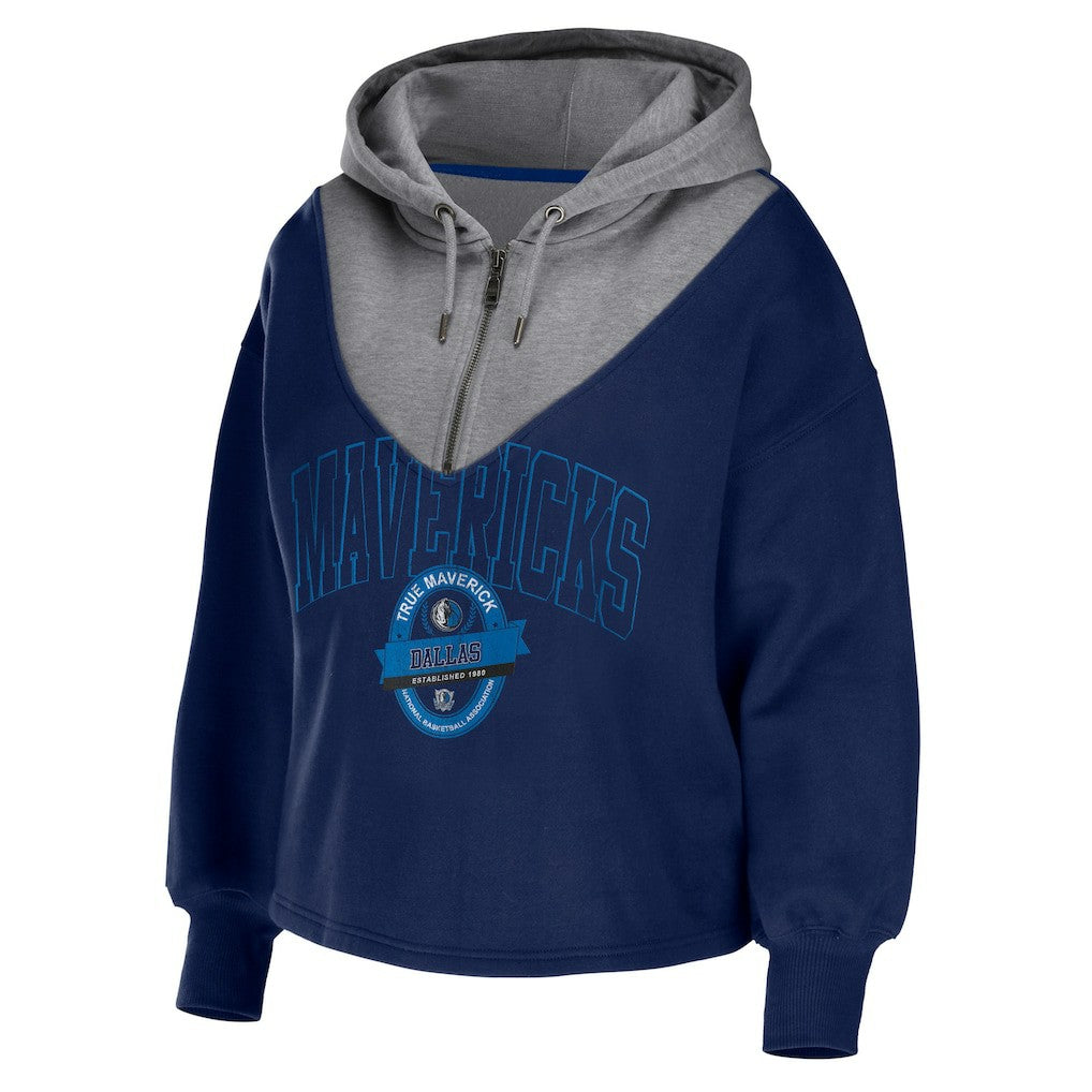 Dallas Mavericks WEAR by Erin Andrews Women's Pieced Quarter-Zip Hoodie Jacket sale