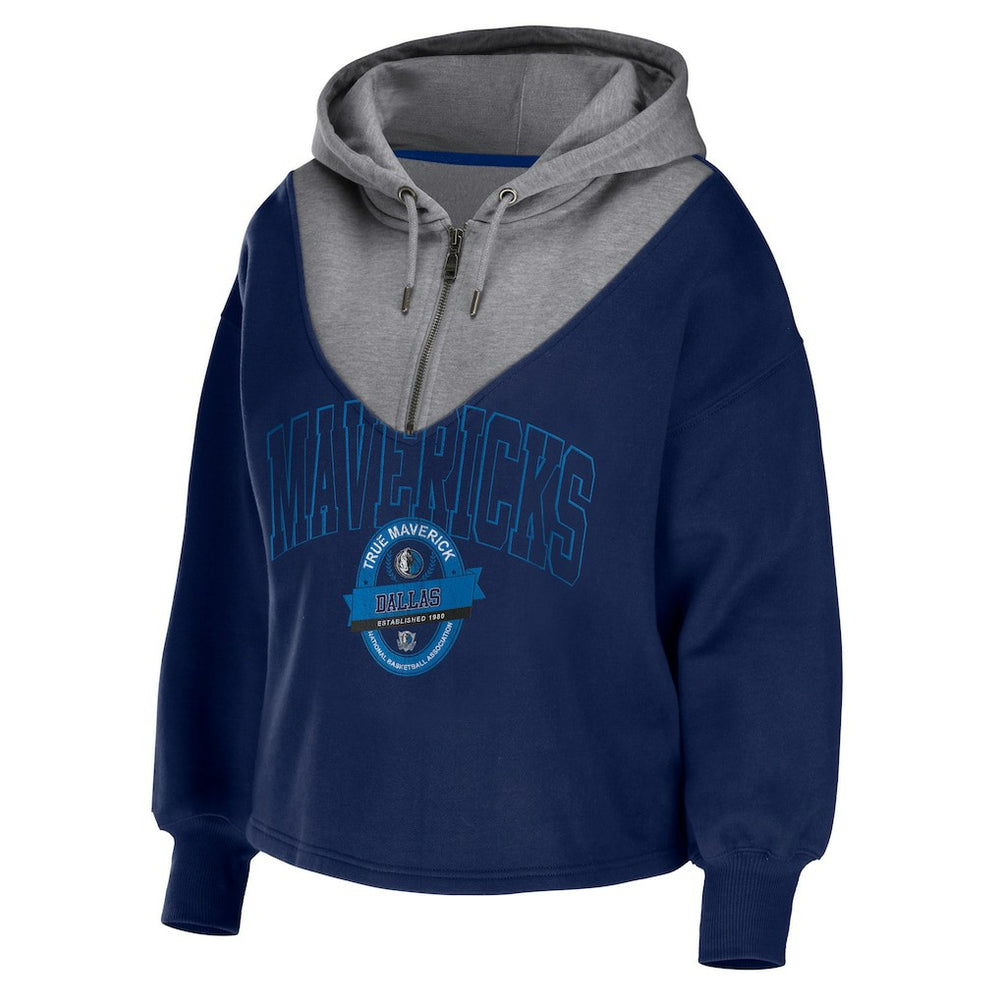 Dallas Mavericks WEAR by Erin Andrews Women's Pieced Quarter-Zip Hoodie Jacket sale