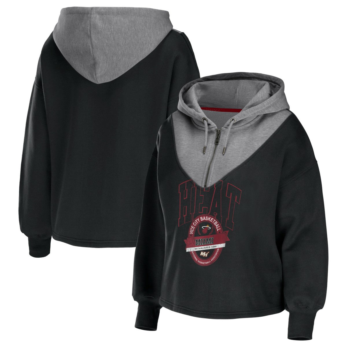 Miami Heat WEAR by Erin Andrews Women's Pieced Quarter-Zip Hoodie Jacket