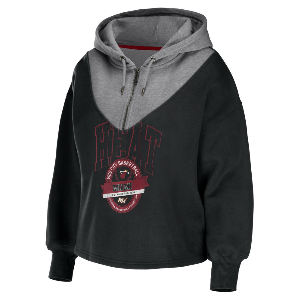 Miami Heat WEAR by Erin Andrews Women's Pieced Quarter-Zip Hoodie Jacket