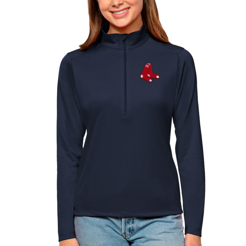 Navy Boston Red Sox Antigua Women's Tribute Quarter-Zip Pullover Top