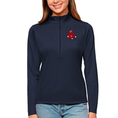 Navy Boston Red Sox Antigua Women's Tribute Quarter-Zip Pullover Top