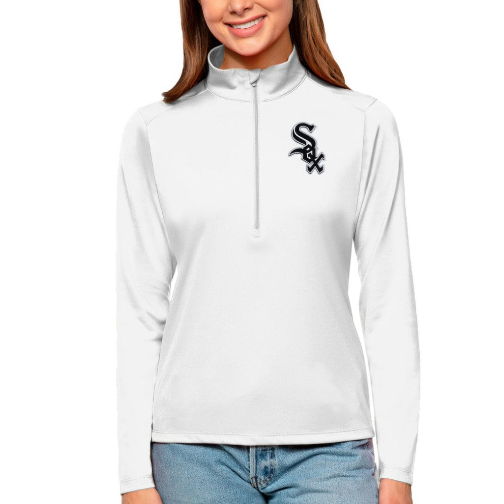 White Chicago White Sox Antigua Women's Tribute Quarter-Zip Pullover Top