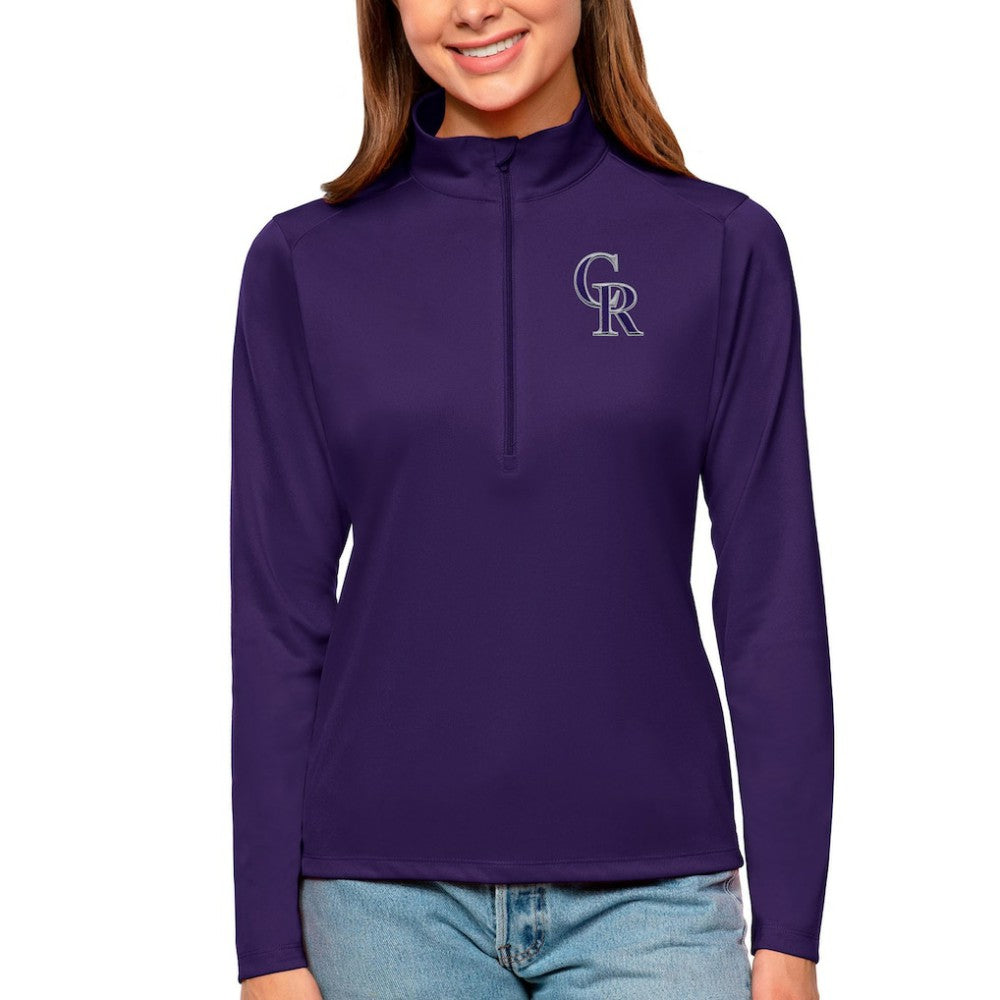 Purple Colorado Rockies Antigua Women's Tribute Quarter-Zip Pullover Top