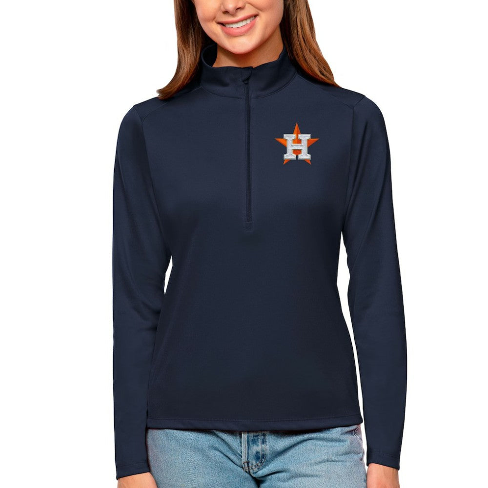 Navy Houston Astros Antigua Women's Tribute Quarter-Zip Pullover Top