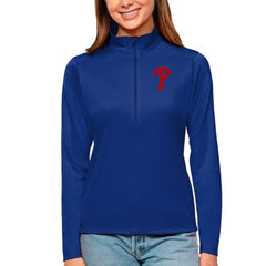 Royal Philadelphia Phillies Antigua Women's Tribute Quarter-Zip Pullover Top