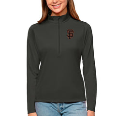Charcoal San Francisco Giants Antigua Women's Tribute Quarter-Zip Pullover Top