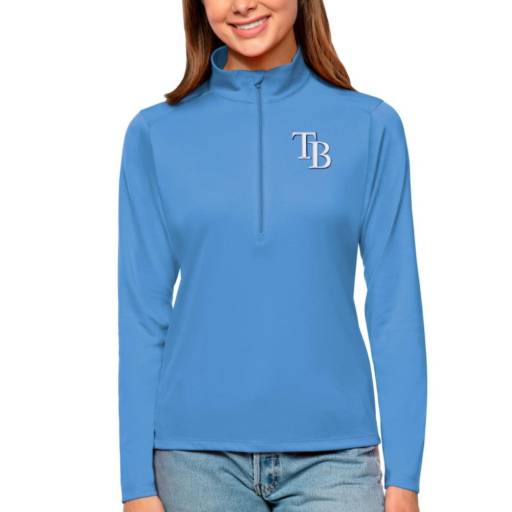 Light Blue Tampa Bay Rays Antigua Women's Tribute Quarter-Zip Pullover Top