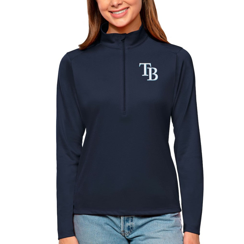 Navy Tampa Bay Rays Antigua Women's Tribute Quarter-Zip Pullover Top