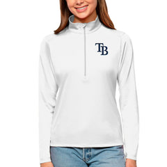 White Tampa Bay Rays Antigua Women's Tribute Quarter-Zip Pullover Top