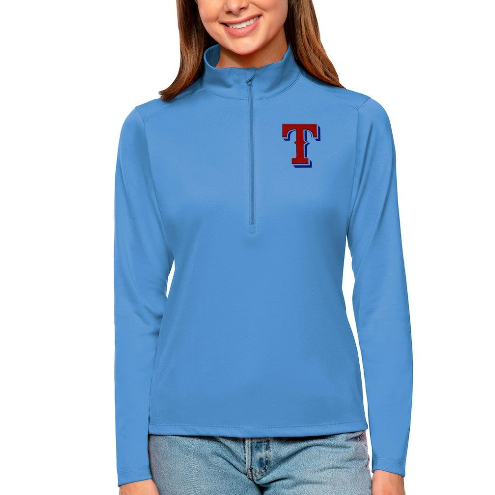 Blue Texas Rangers Antigua Women's Tribute Quarter-Zip Pullover Top