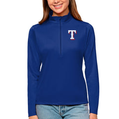 Royal Texas Rangers Antigua Women's Tribute Quarter-Zip Pullover Top