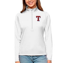 White Texas Rangers Antigua Women's Tribute Quarter-Zip Pullover Top