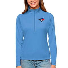 Powder Blue Toronto Blue Jays Antigua Women's Tribute Quarter-Zip Pullover Top