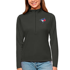 Charcoal Toronto Blue Jays Antigua Women's Tribute Quarter-Zip Pullover Top
