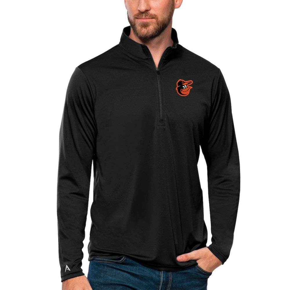 Black Baltimore Orioles Antigua Tribute Quarter-Zip Pullover Top