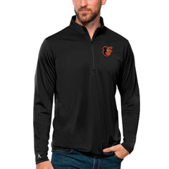 Black Baltimore Orioles Antigua Tribute Quarter-Zip Pullover Top