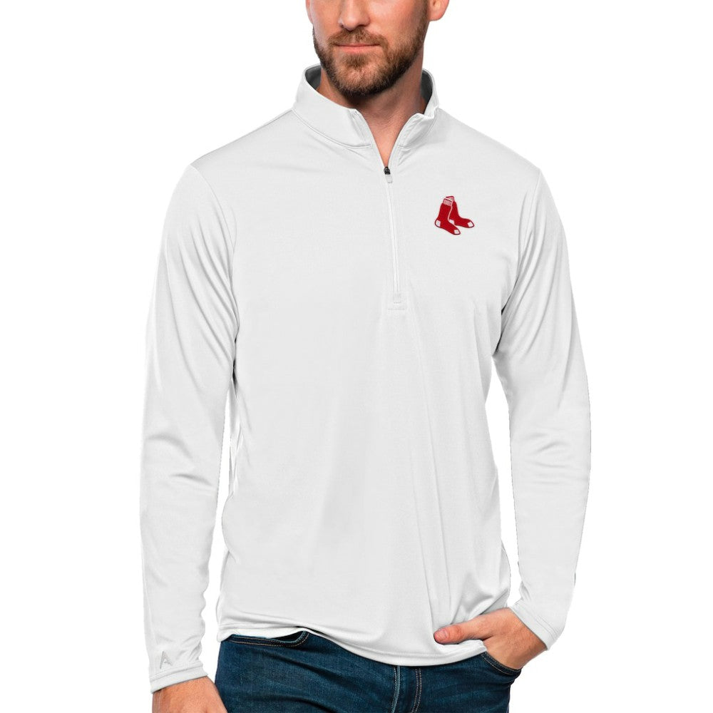 White Boston Red Sox Antigua Tribute Quarter-Zip Pullover Top