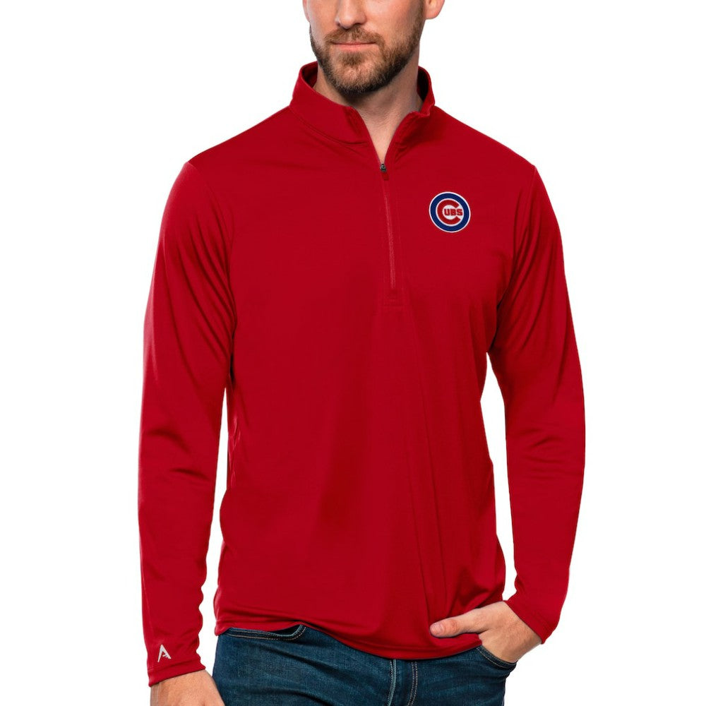 Red Chicago Cubs Antigua Tribute Quarter-Zip Pullover Top