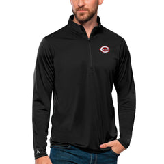 Black Cincinnati Reds Antigua Tribute Quarter-Zip Pullover Top