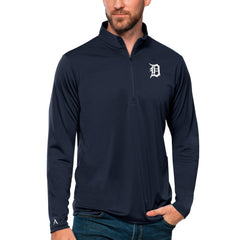 Navy Detroit Tigers Antigua Tribute Quarter-Zip Pullover Top