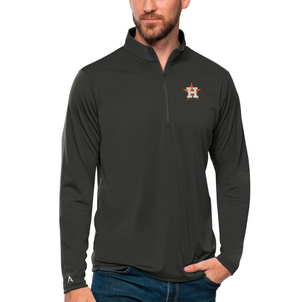 Charcoal Houston Astros Antigua Tribute Quarter-Zip Pullover Top