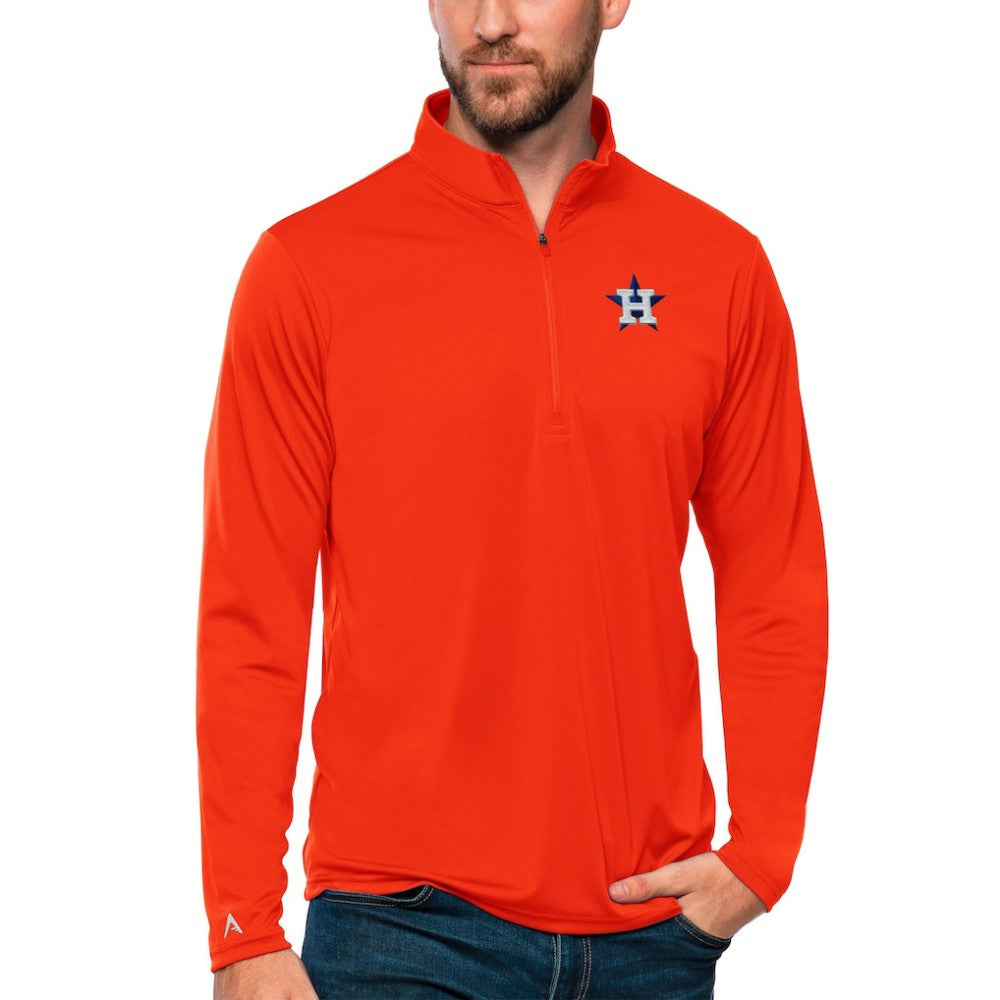 Orange Houston Astros Antigua Tribute Quarter-Zip Pullover Top